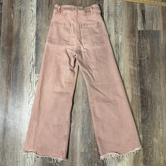 Zara The Marine Straight Leg Pink Minimalist Raw Hem High Waisted Pant Size 4 - Picture 2 of 6